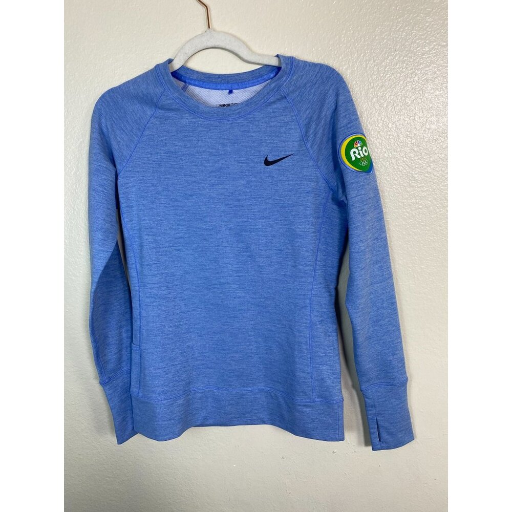 Nike Golf Fit‎ Dri-Fit Rio 2016 Blue Long Sleeve Sweatshirt Men Size Small